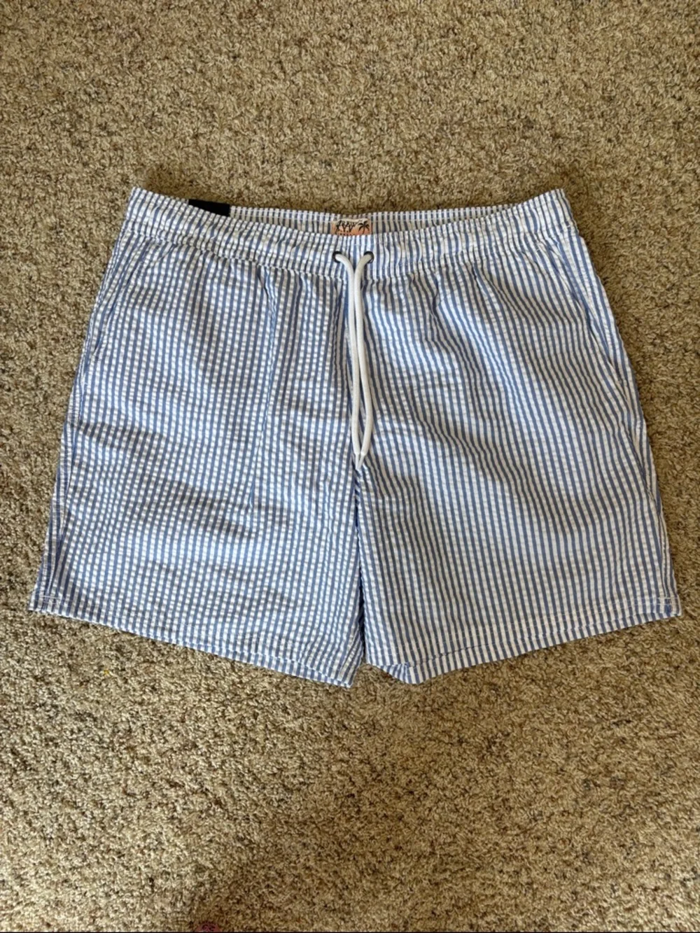 J.Crew Mercantile Men's Light Blue Seersucker Drawstring Shorts Size XL - NWT